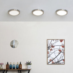Litecraft Mari Satin Nickel Large Bathroom Flush Ceiling Light - thumbnail 1