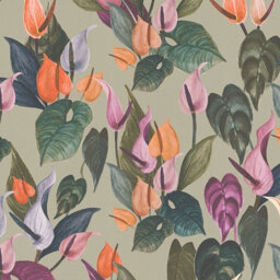 As Creation Bricoflor Non-Woven Wallpaper, Funky Wallpaper, Leaf & Palm, Floral In Grey, Green, Purple, Orange, Terracotta - 10,05 X 0,53 M - thumbnail 2
