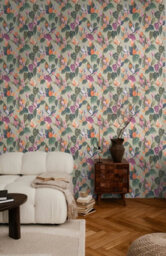As Creation Bricoflor Non-Woven Wallpaper, Funky Wallpaper, Leaf & Palm, Floral In Grey, Green, Purple, Orange, Terracotta - 10,05 X 0,53 M - thumbnail 1