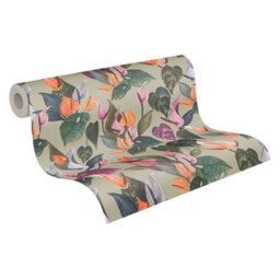 As Creation Bricoflor Non-Woven Wallpaper, Funky Wallpaper, Leaf & Palm, Floral In Grey, Green, Purple, Orange, Terracotta - 10,05 X 0,53 M - thumbnail 4
