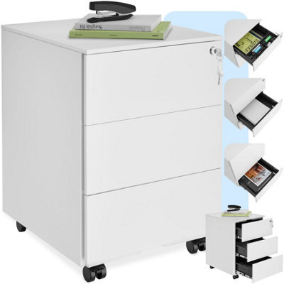 Tectake Chest Of Drawers Magna - 3 Locking Drawers, Powder-Coated Steel, 39 X 45 X 55 Cm - 1 - White - image 1