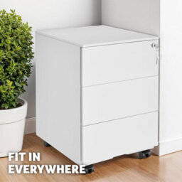 Tectake Chest Of Drawers Magna - 3 Locking Drawers, Powder-Coated Steel, 39 X 45 X 55 Cm - 1 - White - thumbnail 8