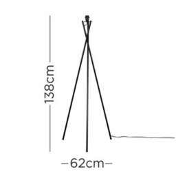 Valuelights Camden Black Tripod Floor Lamp Base - thumbnail 5