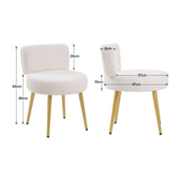 Living And Home Modern Cute Cream Upholstered Dressing Table Stool With Metal Legs - thumbnail 6
