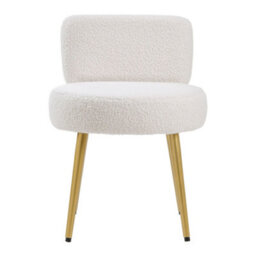 Living And Home Modern Cute Cream Upholstered Dressing Table Stool With Metal Legs - thumbnail 3