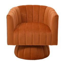Thehotsale Orange Velvet Upholstered Swivel Accent Armchair - thumbnail 2