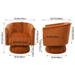 Thehotsale Orange Velvet Upholstered Swivel Accent Armchair - thumbnail 5
