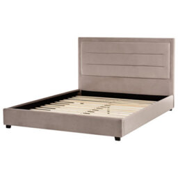 Beliani Bed Velvet Rouen 160 X 200 Cm (Eu King Size) Taupe - thumbnail 6