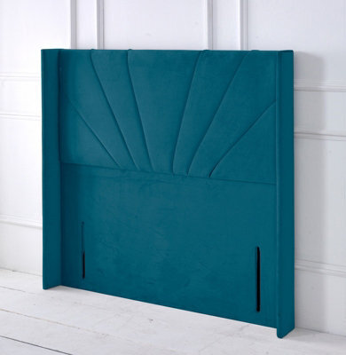 "Adore Designs Alexander Winged Plush Velvet 4Ft6 Double 50"" Floor Standing Headboard - Mallard"