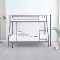 Reinforced Beds, Holt Triple Bunk Bed - Suitable For Adult Use - Single Over Double - Black - thumbnail 3