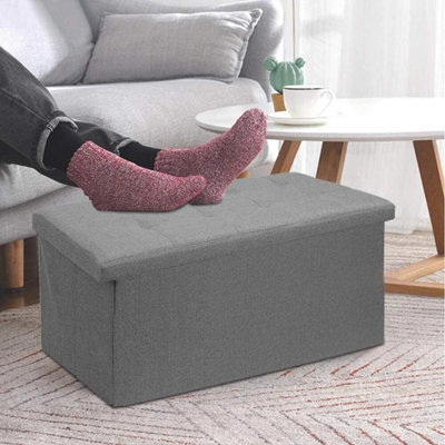 76X38X38 Cm Light Grey Storage Seat Stool Trunk Toy Chest Bedding Or Blanket Box Folding Bench - image 1