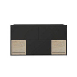 Homestylestore Black Grey 1200mm Wall Hung Bathroom Vanity Unit With 2 Countertop Rectangular Basins - thumbnail 2