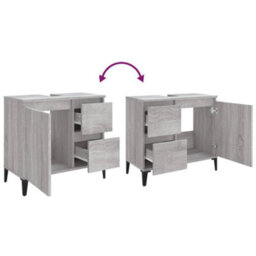 Berkfield Bathroom Cabinet Grey Sonoma 65X33X60 Cm Engineered Wood - thumbnail 9