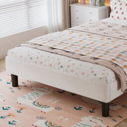Abrihome Upholstered Bed, Children's Bed With Biscuit Shape Velvet Backrest, 4Ft6 Double Bed 135X190Cm - thumbnail 6