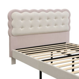 Abrihome Upholstered Bed, Children's Bed With Biscuit Shape Velvet Backrest, 4Ft6 Double Bed 135X190Cm - thumbnail 7