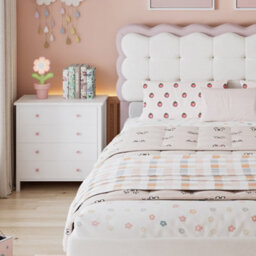 Abrihome Upholstered Bed, Children's Bed With Biscuit Shape Velvet Backrest, 4Ft6 Double Bed 135X190Cm - thumbnail 8