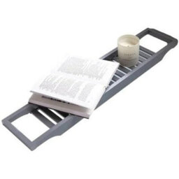 Slimline Bamboo Bath Bridge Rack Caddy Shelf- (Grey) - thumbnail 1
