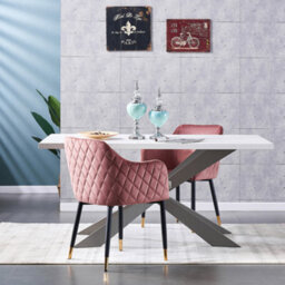 Life Interiors Single Pink Verona Velvet Dining Chair With Quilted Back & Black Legs - Modern Accent Chair With Gold Foot Tips - thumbnail 4