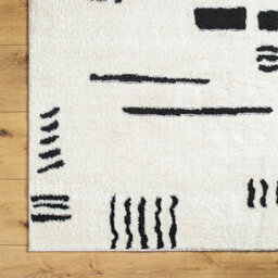 Livabliss Freud-Modern Ivory Black High Pile Living Dining Bedroom Rug 160 X 213 Cm Easy Care, Non Shedding - thumbnail 4