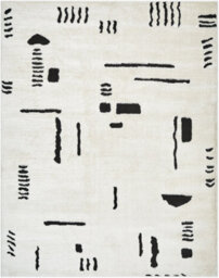 Livabliss Freud-Modern Ivory Black High Pile Living Dining Bedroom Rug 160 X 213 Cm Easy Care, Non Shedding - thumbnail 1
