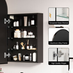 Keepreaper Sleek Arched Bathroom Mirror Cabinet With Storage 50X90 Cm Bathroom Cabinet - thumbnail 5