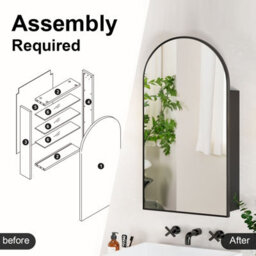Keepreaper Sleek Arched Bathroom Mirror Cabinet With Storage 50X90 Cm Bathroom Cabinet - thumbnail 3