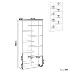 Wyld And Coco 8-Tier Open-Back Bookcase Light Brown Irregular Design W90 X D29 X H180Cm - thumbnail 3
