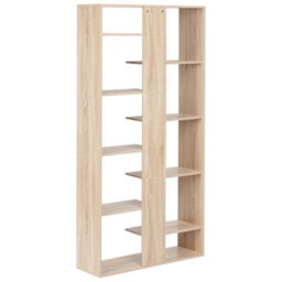 Wyld And Coco 8-Tier Open-Back Bookcase Light Brown Irregular Design W90 X D29 X H180Cm - thumbnail 5