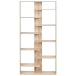 Wyld And Coco 8-Tier Open-Back Bookcase Light Brown Irregular Design W90 X D29 X H180Cm - thumbnail 4
