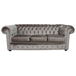 Chesterfield 3 Seater Boutique Beige Velvet Sofa Settee Bespoke In Classic Style - thumbnail 2