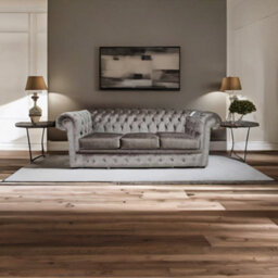 Chesterfield 3 Seater Boutique Beige Velvet Sofa Settee Bespoke In Classic Style - thumbnail 3