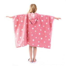 Ohs Star Kids Poncho Hooded Towel Childrens Girls, Blush - One Size - thumbnail 2