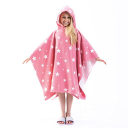 Ohs Star Kids Poncho Hooded Towel Childrens Girls, Blush - One Size - thumbnail 1
