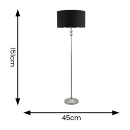 Valuelights Maggie Chrome Candlestick Floor Lamp With Black With Chrome Inner Lamp Shade And Led Bulb - thumbnail 5