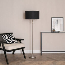 Valuelights Maggie Chrome Candlestick Floor Lamp With Black With Chrome Inner Lamp Shade And Led Bulb - thumbnail 4