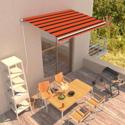 Berkfield Manual Retractable Awning 350X250 Cm Orange And Brown - image 1