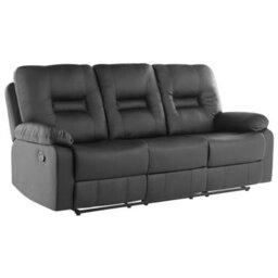 Beliani Manual Recliner Sofa 3 Seater Bergen Faux Leather Black - thumbnail 5