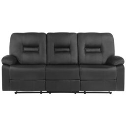 Beliani Manual Recliner Sofa 3 Seater Bergen Faux Leather Black - thumbnail 4