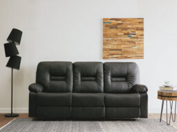 Beliani Manual Recliner Sofa 3 Seater Bergen Faux Leather Black - thumbnail 2