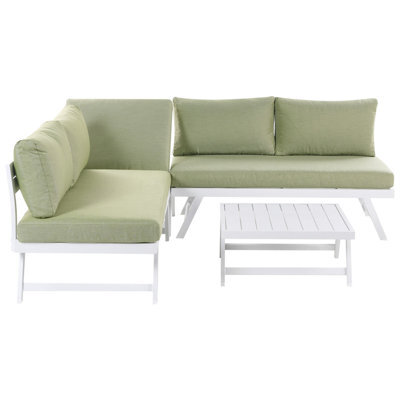 Beliani Garden Corner Sofa With Table 5 Seater Coccorino Metal Green - image 1