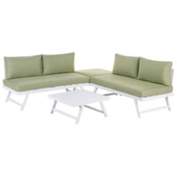 Beliani Garden Corner Sofa With Table 5 Seater Coccorino Metal Green - thumbnail 4