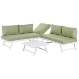 Beliani Garden Corner Sofa With Table 5 Seater Coccorino Metal Green - thumbnail 5