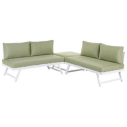 Beliani Garden Corner Sofa With Table 5 Seater Coccorino Metal Green - thumbnail 6