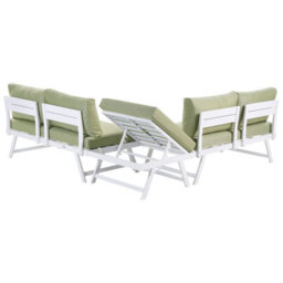 Beliani Garden Corner Sofa With Table 5 Seater Coccorino Metal Green - thumbnail 7