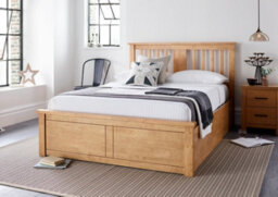 Dark Gold Malmo New Oak Finish Wooden Ottoman Storage Bed - thumbnail 3