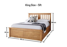 Dark Gold Malmo New Oak Finish Wooden Ottoman Storage Bed - thumbnail 7