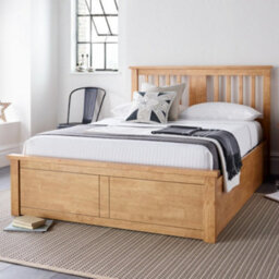 Dark Gold Malmo New Oak Finish Wooden Ottoman Storage Bed