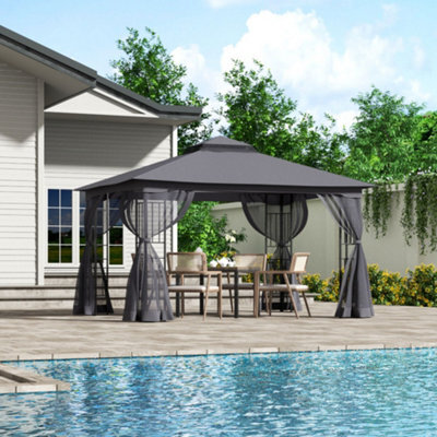 Breeins 280Cm H Rectangle Garden Gazebo Shade Uv Resistant Pergola, Dark Grey - image 1