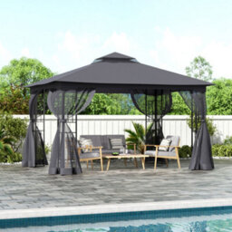 Breeins 280Cm H Rectangle Garden Gazebo Shade Uv Resistant Pergola, Dark Grey - thumbnail 2