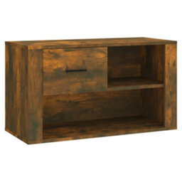 Berkfield Elegant Shoe Cabinet Smoked Oak 80X35X45 Cm Engineered Wood - thumbnail 1